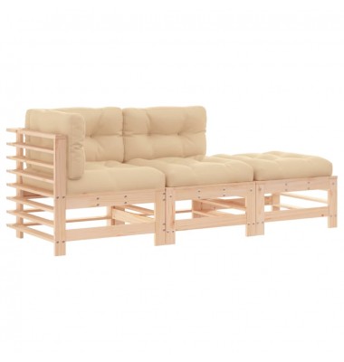  Sodo poilsio komplektas su pagalvėlėmis, 3 dalių, mediena - Lauko baldų komplektai - 2
