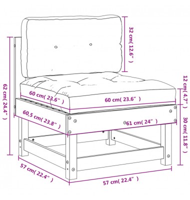  Vidurinė sofos dalis su pagalvėlėmis, pušies medienos masyvas - Moduliniai lauko baldai - 9