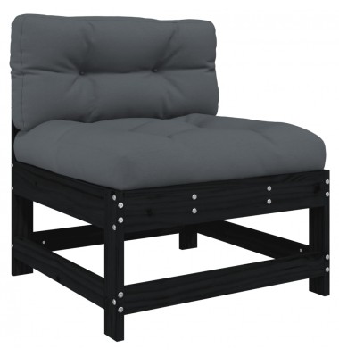  Vidurinė sofos dalis su pagalvėlėmis, juoda, pušies masyvas - Moduliniai lauko baldai - 2