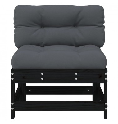  Vidurinė sofos dalis su pagalvėlėmis, juoda, pušies masyvas - Moduliniai lauko baldai - 3