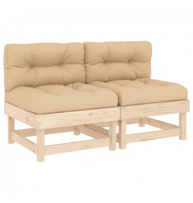  Vidurinės sofos dalys su pagalvėlėmis, 2vnt., pušies masyvas - Moduliniai lauko baldai - 2