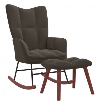  Supama kėdė su pakoja, tamsiai pilkos spalvos, aksomas - Supamos kėdės - 1