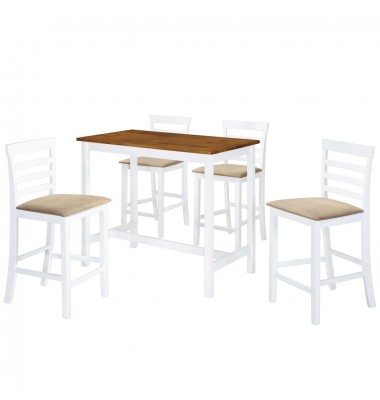  Baro stalo ir kėdžių kompl., 5d., med. mas., rud. ir balt. sp. - Valgomojo, baro komplektai - 1