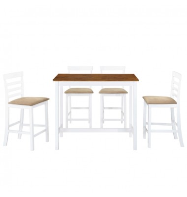  Baro stalo ir kėdžių kompl., 5d., med. mas., rud. ir balt. sp. - Valgomojo, baro komplektai - 2