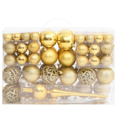  Kalėdinių žaisliukų rinkinys, 111vnt., auksiniai, polistirenas - Kalėdinės dekoracijos - 3