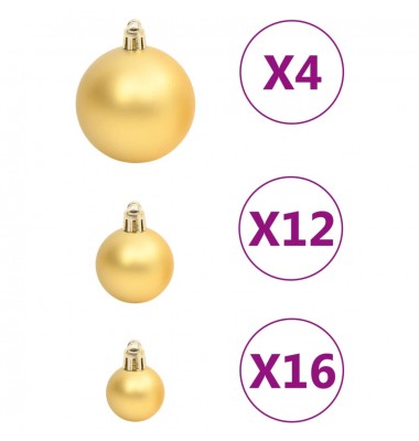  Kalėdinių žaisliukų rinkinys, 111vnt., auksiniai, polistirenas - Kalėdinės dekoracijos - 5