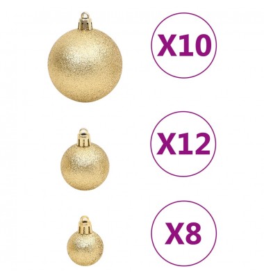  Kalėdinių žaisliukų rinkinys, 111vnt., auksiniai, polistirenas - Kalėdinės dekoracijos - 7