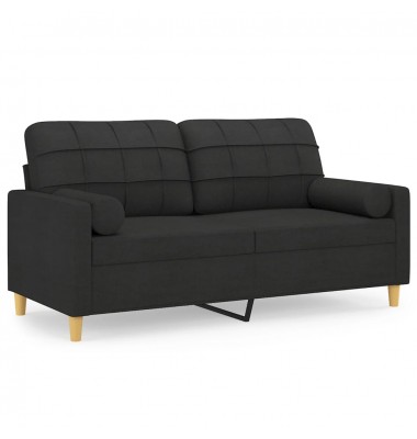  Dvivietė sofa su pagalvėlėmis, juodos spalvos, 140cm, audinys - Sofos, sofos-lovos - 2