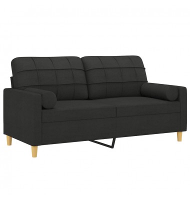  Dvivietė sofa su pagalvėlėmis, juodos spalvos, 140cm, audinys - Sofos, sofos-lovos - 3