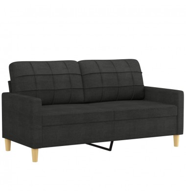  Dvivietė sofa su pagalvėlėmis, juodos spalvos, 140cm, audinys - Sofos, sofos-lovos - 4