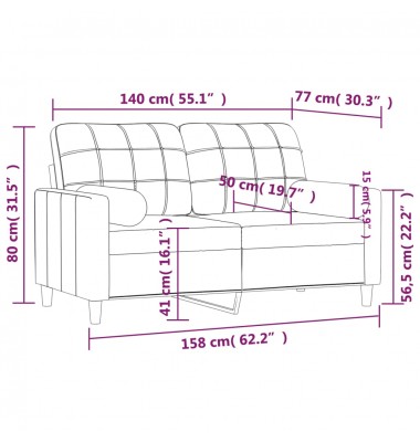  Dvivietė sofa su pagalvėlėmis, juodos spalvos, 140cm, audinys - Sofos, sofos-lovos - 8