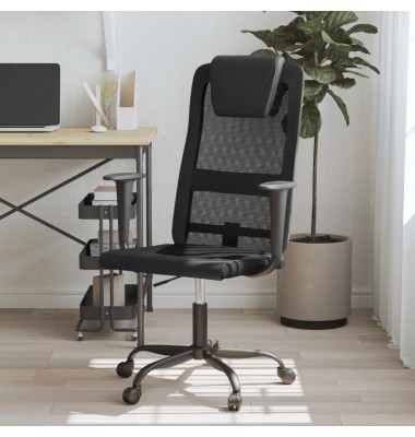  Biuro kėdė, juodos spalvos, tinklinis audinys ir dirbtinė oda - Biuro kėdės - 1