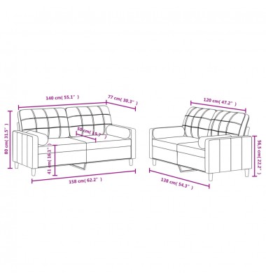  Sofos komplektas su pagalvėmis, 2 dalių, pilkas, audinys - Sofos, sofos-lovos - 8
