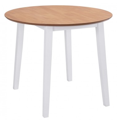  Sulenkiamas valgomojo stalas, apvalus, MDF, baltos spalvos - Stalai - 1