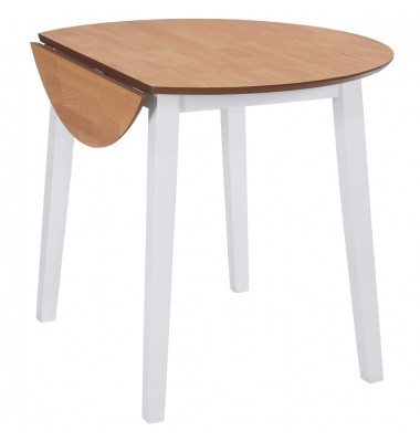  Sulenkiamas valgomojo stalas, apvalus, MDF, baltos spalvos - Stalai - 4