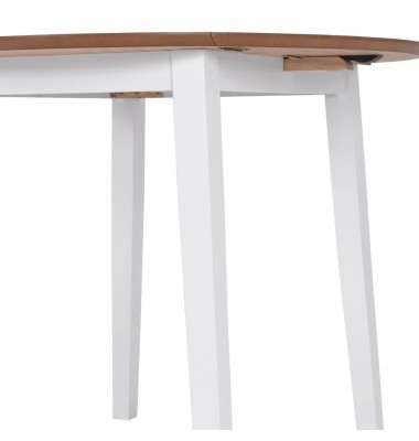  Sulenkiamas valgomojo stalas, apvalus, MDF, baltos spalvos - Stalai - 6