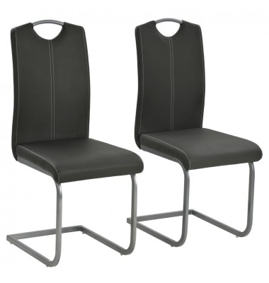  Gembinės valgomojo kėdės, 2 vnt., pilkos spalvos, dirbtinė oda - Valgomojo Kėdės - 1