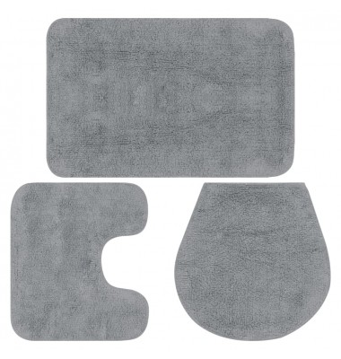  Vonios kilimėlių rinkinys, 3d., pilkas, audinys - Vonios kilimėliai - 1