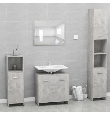  Vonios baldų komplektas, betono pilkas, apdirbta mediena - Vonios baldų komplektai - 1