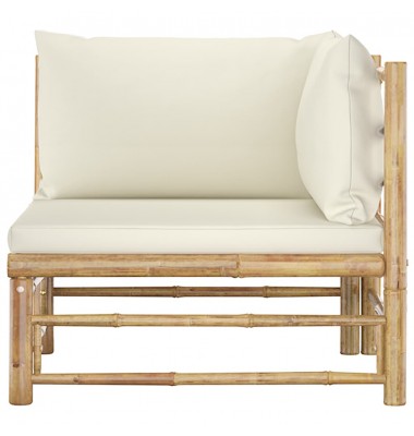 Sodo komplektas su kreminėmis pagalvėmis, 2 dalių, bambukas - Lauko baldų komplektai - 4