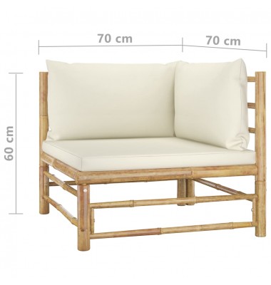 Sodo komplektas su kreminėmis pagalvėmis, 2 dalių, bambukas - Lauko baldų komplektai - 7