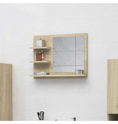  Vonios kambario veidrodis, ąžuolo spalvos, 60x10,5x45cm, MDP - Vonios spintelės, veidrodžiai - 1
