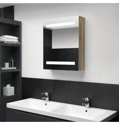  Veidrodinė vonios spintelė su LED, ąžuolo, 50x14x60cm - Vonios spintelės, veidrodžiai - 1