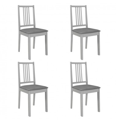  Valgomojo kėdės su pagalv., 4 vnt., pilk. sp., medienos masyvas - Valgomojo Kėdės - 1