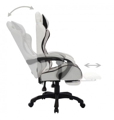  Žaidimų kėdė su LED lemputėmis, juoda ir balta, dirbtinė oda - Biuro kėdės - 5