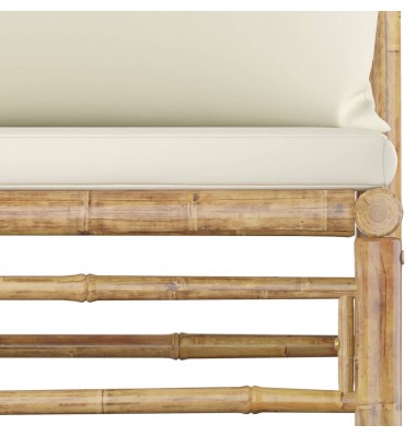  Sodo komplektas su kreminėmis pagalvėmis, 7 dalių, bambukas  - Lauko baldų komplektai - 6