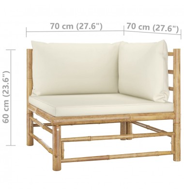  Sodo komplektas su kreminėmis pagalvėmis, 7 dalių, bambukas  - Lauko baldų komplektai - 11