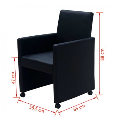   valgomojo kėdės, 6vnt., juodos spalvos, dirbtinė oda - Valgomojo Kėdės - 7