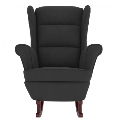  Supamas krėslas su kaučiukmedžio kojomis, juodas, aksomas - Supamos kėdės - 3