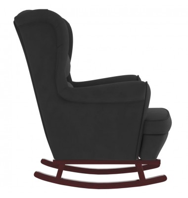  Supamas krėslas su kaučiukmedžio kojomis, juodas, aksomas - Supamos kėdės - 4