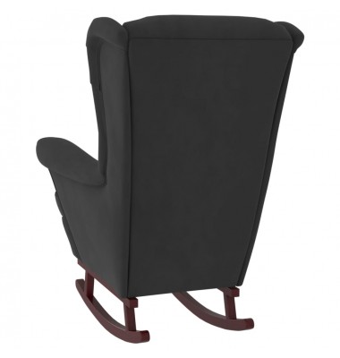  Supamas krėslas su kaučiukmedžio kojomis, juodas, aksomas - Supamos kėdės - 5
