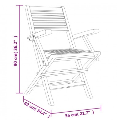 Sulankstomos sodo kėdės, 8vnt., 55x62x90cm, tikmedžio masyvas - Lauko kėdės - 5