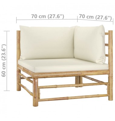  Sodo komplektas su kreminėmis pagalvėmis, 6 dalių, bambukas  - Lauko baldų komplektai - 11