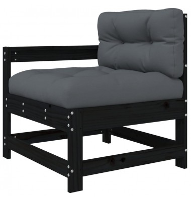  Sodo komplektas su pagalvėlėmis, 3 dalių, juodas, mediena - Moduliniai lauko baldai - 5