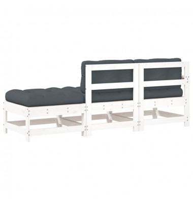  Sodo komplektas su pagalvėlėmis, 3 dalių, baltas, mediena - Moduliniai lauko baldai - 3