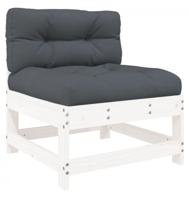  Sodo komplektas su pagalvėlėmis, 3 dalių, baltas, mediena - Moduliniai lauko baldai - 6