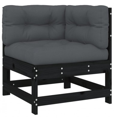  Sodo komplektas su pagalvėlėmis, 5 dalių, juodas, mediena - Lauko baldų komplektai - 5