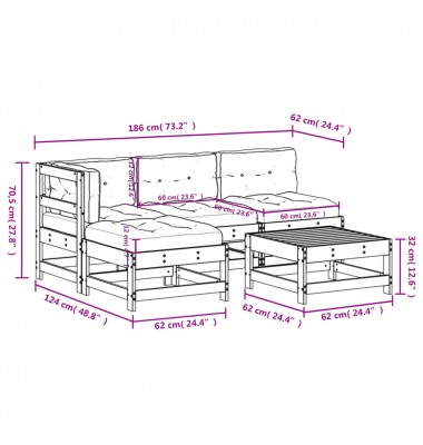  Sodo komplektas su pagalvėlėmis, 5 dalių, juodas, mediena - Lauko baldų komplektai - 9