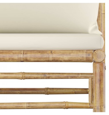 Sodo komplektas su kreminėmis pagalvėmis, 3 dalių, bambukas  - Lauko baldų komplektai - 6