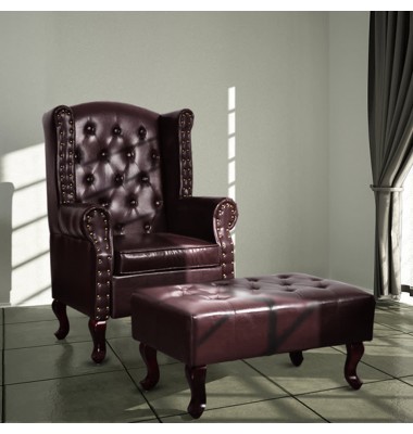  Krėslas su pakoja, tamsiai rudas, dirbtinė oda - Foteliai, krėslai - 1