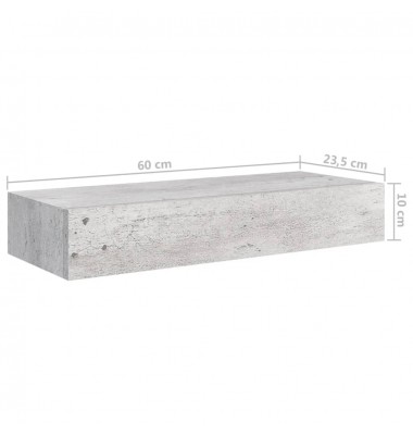  Lentynos su stalčiais, 2vnt., betono pilkos, 60x23,5x10cm, MDF - Pakabinamos lentynos, spintelės - 10