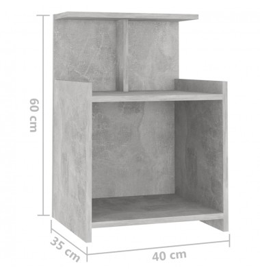  Naktinės spintelės, 2vnt., betono pilkos, 40x35x60cm, MDP - Naktinės spintelės - 7