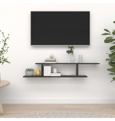  Prie sienos montuojama TV lentyna, juoda, 125x18x23cm, MDP - Pakabinamos lentynos, spintelės - 1