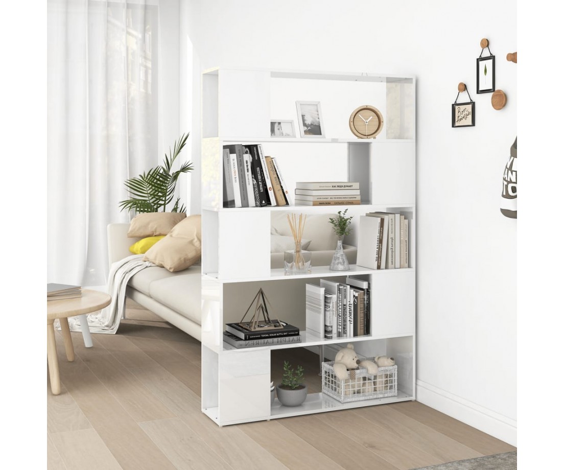 Spintelė knygoms/kambario pertvara, balta, mediena, blizgi - Pastatomos lentynos, spintelės - 1 Spintelė knygoms/kambario pertvara, balta, mediena, blizgi - Pastatomos lentynos, spintelės - 1