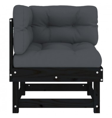  Kampinės sofos dalys su pagalvėlėmis, 2vnt., juodos, pušis - Moduliniai lauko baldai - 5