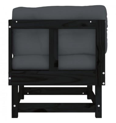  Kampinės sofos dalys su pagalvėlėmis, 2vnt., juodos, pušis - Moduliniai lauko baldai - 6